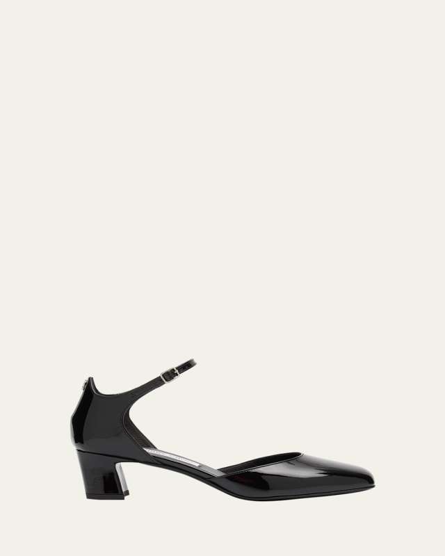 Pixie Patent Ankle-Strap Pumps